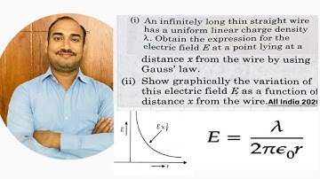 An infinitely long thin straight wire has a uniform linear charge density Lambda.Obtain expression