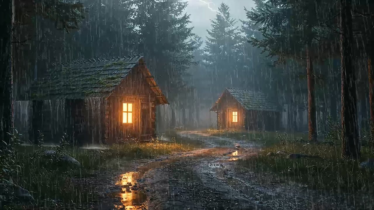 Cozy Cabin Rainstorm at Night 🌧️ Deep Sleep Rain Sounds for Stress Relief, Meditation & Calm Mind
