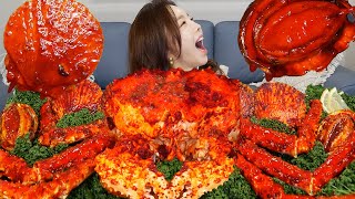 Mukbang Asmr Y Mara King Crab Steamed Abalone Scallop Seafood Recipe Eatingshow Ssoyoung