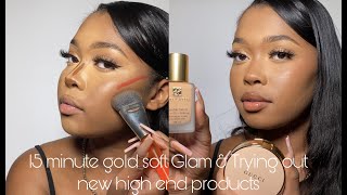 15 Minute Gold Soft Glam + Trying out New High End Makeup screenshot 4