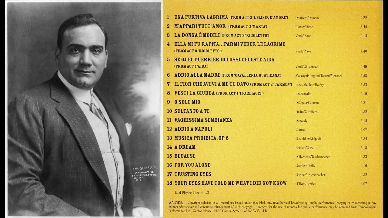 Enrico Caruso - The Greatest Recordings of Italy's greatest tenor - YouTube