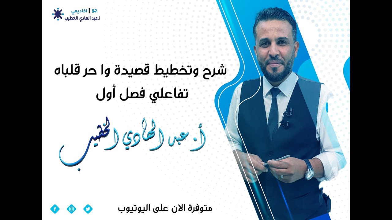 شرح وتخطيط قصيدة وا حر قلباه تفاعلي فصل أول عبد الهادي الخطيب