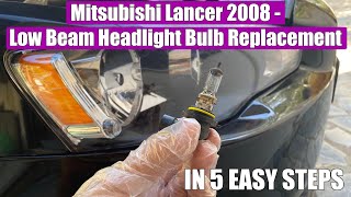 TUTORIAL: How to replace / change low beam headlight bulb (HB4) Mitsubishi Lancer 2008- in 5 steps