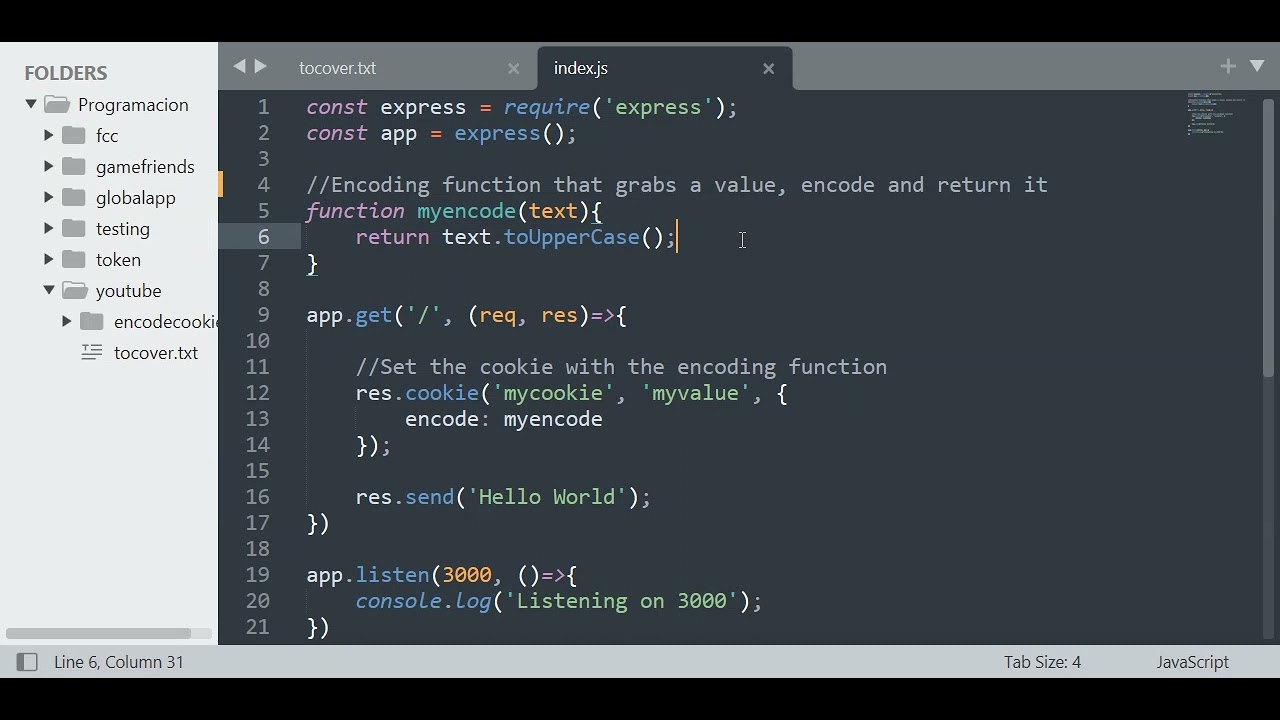 How to set custom encoding function for cookies in Express - YouTube
