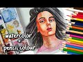 watercolor+colour pencil portrait/ for beginners