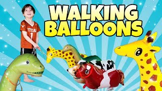 Walking Animal BALLOONS Inflating 5 PET Walking Balloons!! Learn Animals with Balloon Pets 2019