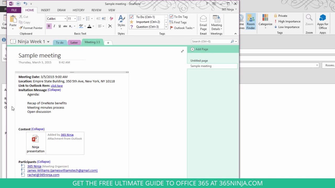 How To Take Awesome Meeting Notes With Onenote 13 16 Youtube