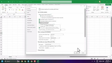 How to Enable live preview Excel