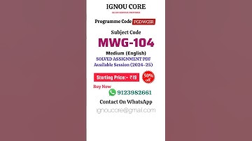 MWG 104 Solved Assignment PDF 2024-25 in English, PGDWGSR program MWG-104 Solved assignments