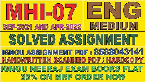 MHI-07 ENGLISH MEDIUM SOLVED ASSIGNMENT 2021-22 | FOR PDF WHATSAPP ON 8588043141