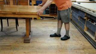 shows the operation of a pull out table leaf that stores under the table top. for more info and detailed pictures, visit my dorset custom 
