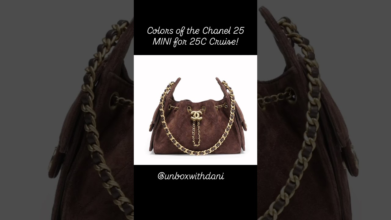 Black Chanel Hobo Mini Chanel 25 Mini Handbag, Suede Calfskin Gold