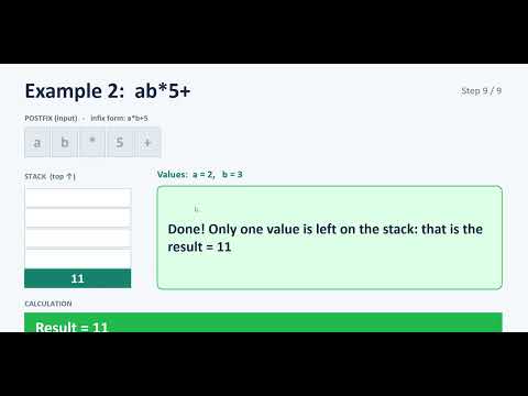 Evaluation of postfix expression using stack