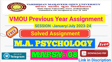 M.A. PSYCHOLOGY FAINAL YEAR (MAPSY-08) SOLVED ASSIGNMENT JANUARY 2023/July 2024,VMOU 2024