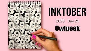 Inktober Tangles 2025 🌸 Day 26 - Owlpeek | Zentangle Doodle Tutorial for Beginners