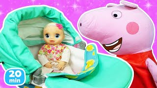 Cuidando a la bebé Alive con Peppa Pig. Juguetes para bebés.