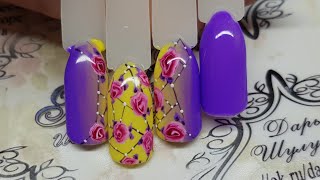 видео: Простой и быстрый дизайн ногтей Акварельные розы картинка: Простой и быстрый дизайн ногтей Акварельные розы