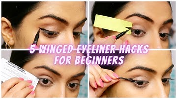 5 *EASY* WINGED EYELINER HACKS FOR BEGINNERS | Products Under Rs. 150 | *tiktok trends that work*
