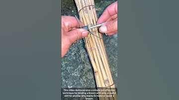 The process of tying a broom using a simple knot