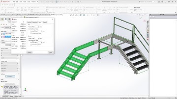 Create a maintenance platform with stairs and railings using SOLIDWORKS with SolidSteel parametric