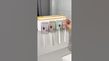 Wall-Mounted Bathroom Organizer Set with Automatic Toothpaste Dispenser, Toothbrush Holder, and