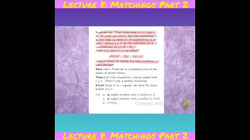 MAT0067 Graph Theory Honours Lecture 8 Matchings Part 2