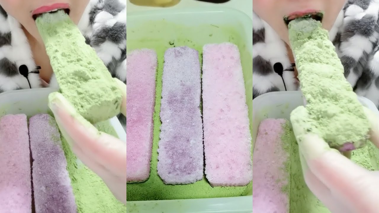 얼음먹방 COATED MATCHA POWDER ICE EATING ASMR💚🍵 CRUNCH ICE BLOCK ICE 녹차