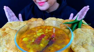 ASMR:Eating Aloo ki Sabji+Puri | Spicy Indian Food Eating Show | ERSA ASMR