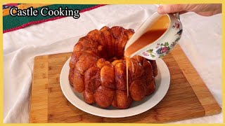 Delicious Monkey Bread Drizzled with Caramel Glaze / Cinnamon Sugar Bread / Tangzhong Method 원숭이빵