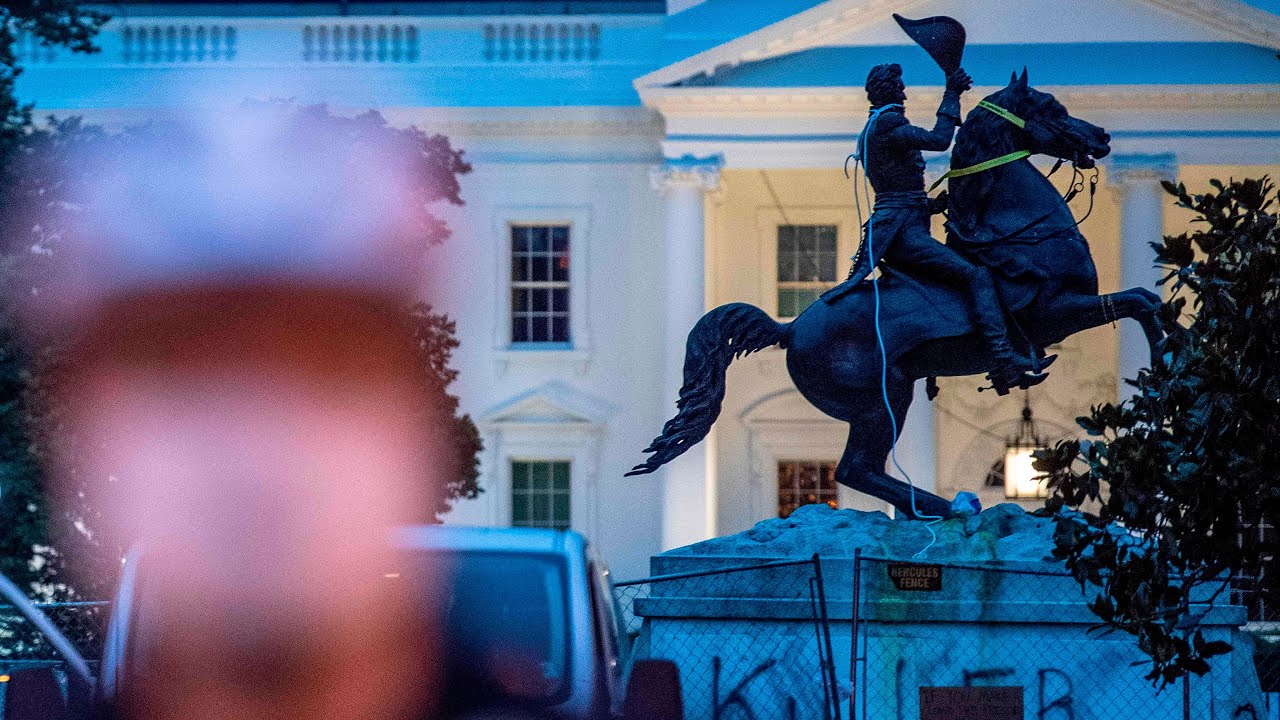 Protesters in Washington try to pull down Andrew Jackson statue
