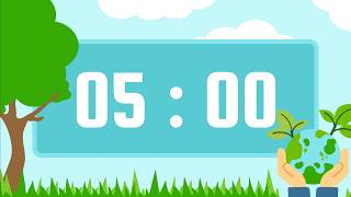 5 Minute Timer | With Happy Instrumental Music & Alarm Bell | Earth Day Theme 🌱🌎