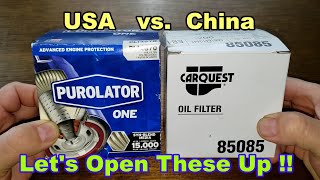 Purolator One Oil Filter PL14670 Cut Open vs. Carquest 85085 Oil Filter Cut Open Comparison