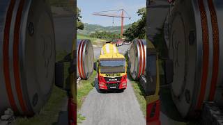 Mix Colour Cement Truck & City Buses vs Bollards crash #shorts #beamngdrive #bus