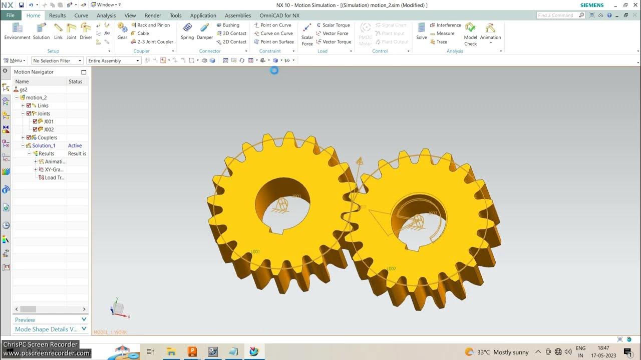 Spur Gear Motion simulation on UGNX for learners YouTube