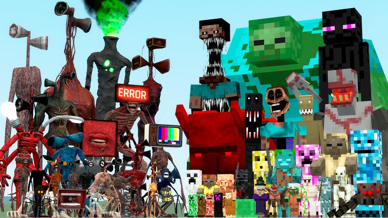 NEW MEAT GRINDER SIREN HEAD FAMILY VS ALL MIMICER, CAVE DWELLER MINECRAFT CHARACTERS (Garry's Mod)