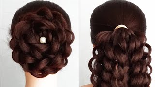 Messy bun hairstyle for long hair step by step