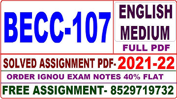 becc-107 solved assignment 2021-22 / becc 107 solved assignment  / becc 107 assignment in english