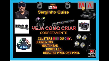 CLUSTER´S RGB OU CMY, MULTI HEAD, SEGMENTOS, RIBALTAS PIXEL ONE PIXEL, BRUTS LED - GMA2 ONPC