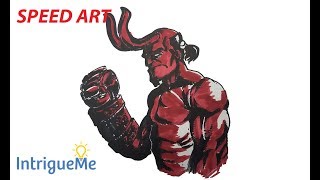 How to Draw Hellboy Sketch (Speed Art)