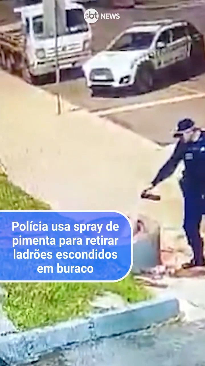 Polícia usa spray de pimenta para retirar ladrões escondidos em buraco