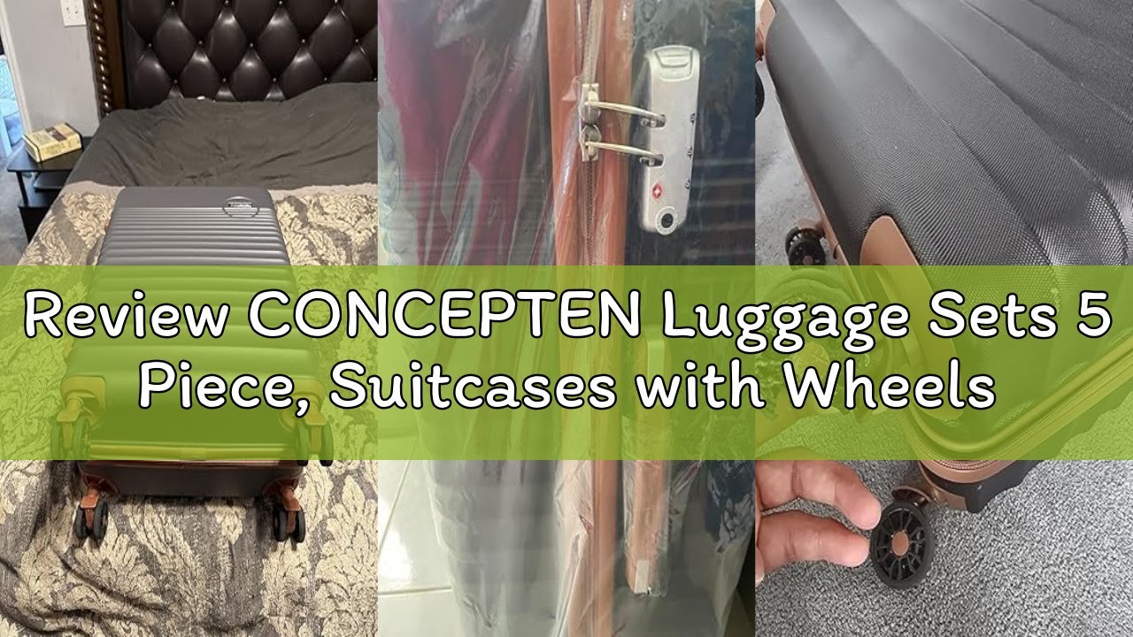 Review CONCEPTEN Luggage Sets 5 Piece, Suitcases with Wheels, Hardshell Suitcase Set, ABS Carry on L