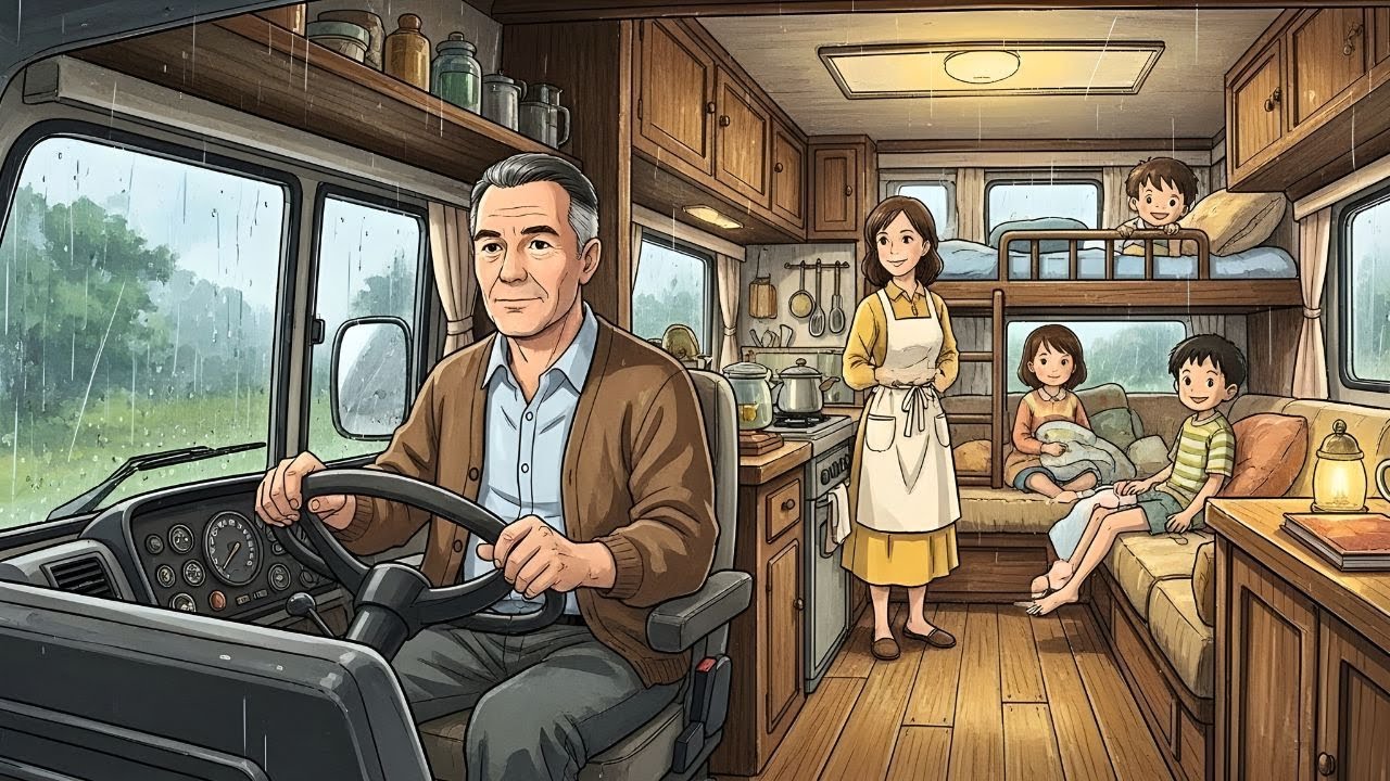 A Peaceful Family Camping Trip in Mobile Home | Ghibli Camping Asmr