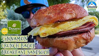 Panera Bread® Cinnamon Crunch Bagel Breakfast Sandwich Review! 🥯🥚🧀🐖 | theendorsement