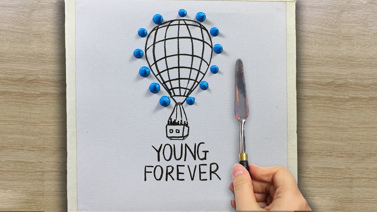 Young Forever BTS Hot air Balloon Acrylic Painting for beginners