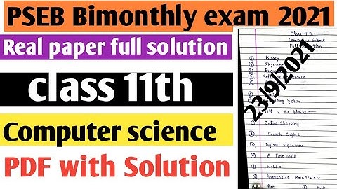 PSEB board class 11th computer science 100% real paper with solution 23 september 2021