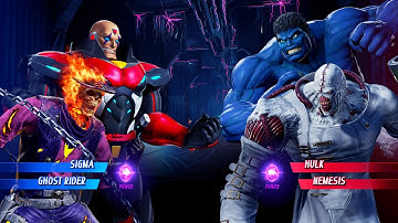 Sigma & Ghost Rider vs Blue Hulk & Nemesis (Very Hard) - Marvel vs Capcom | 4K UHD Gameplay