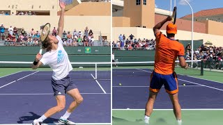 Rafael Nadal & Stefanos Tsitsipas - Court Level Practice [IW 3.10.22]