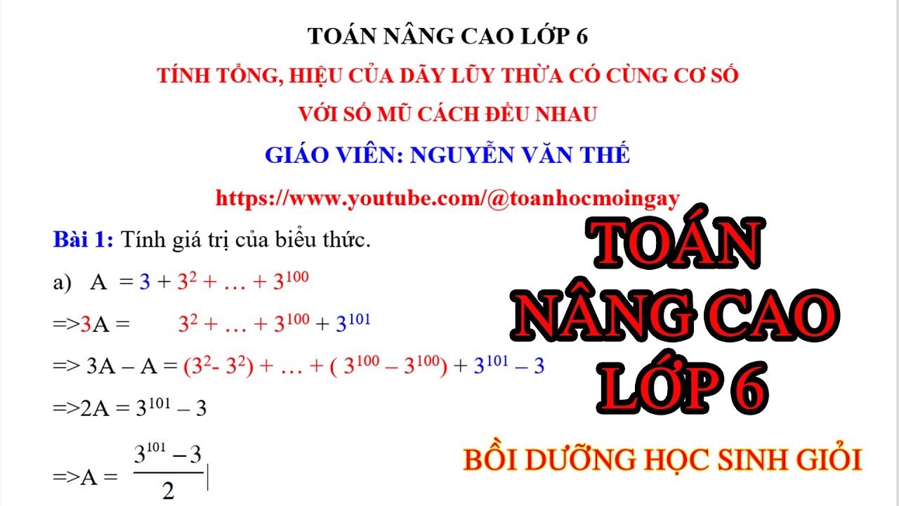 Toán nâng cao lớp 6 tính tổng dãy lũy thừa cùng cơ số