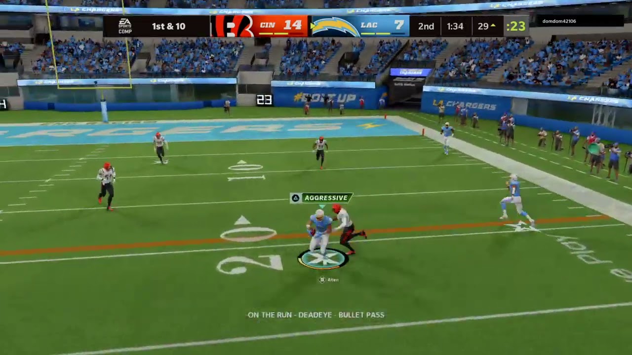 scambling across field throw