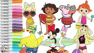 Summer Fun Coloring Book Compilation for Kids Barbie LOL Surprise Minnie Mouse Peppa Pig CoComelon